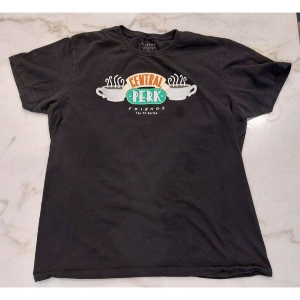 Friends Tshirt Womens XL Black Central Perk Coffee Shop Lightweight Casual
